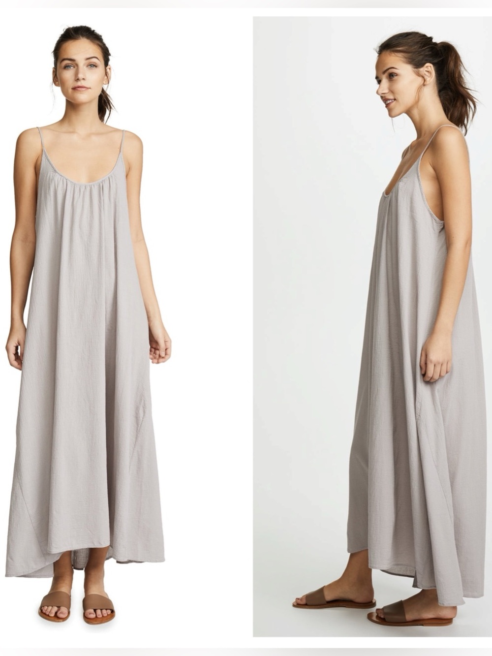 9seed Tulum Low Scoop Back Cotton Gauze Swim Cover Up Maxi Dress Pebble Gray OS